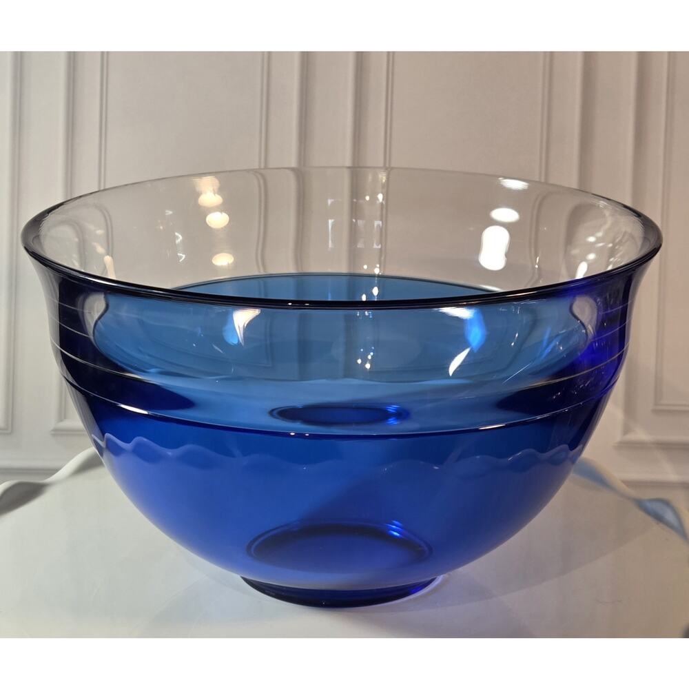 Cobalt Blue Art Glass Orrefors Crystal Neptunus Bowl Medium 7” Sweden MCM